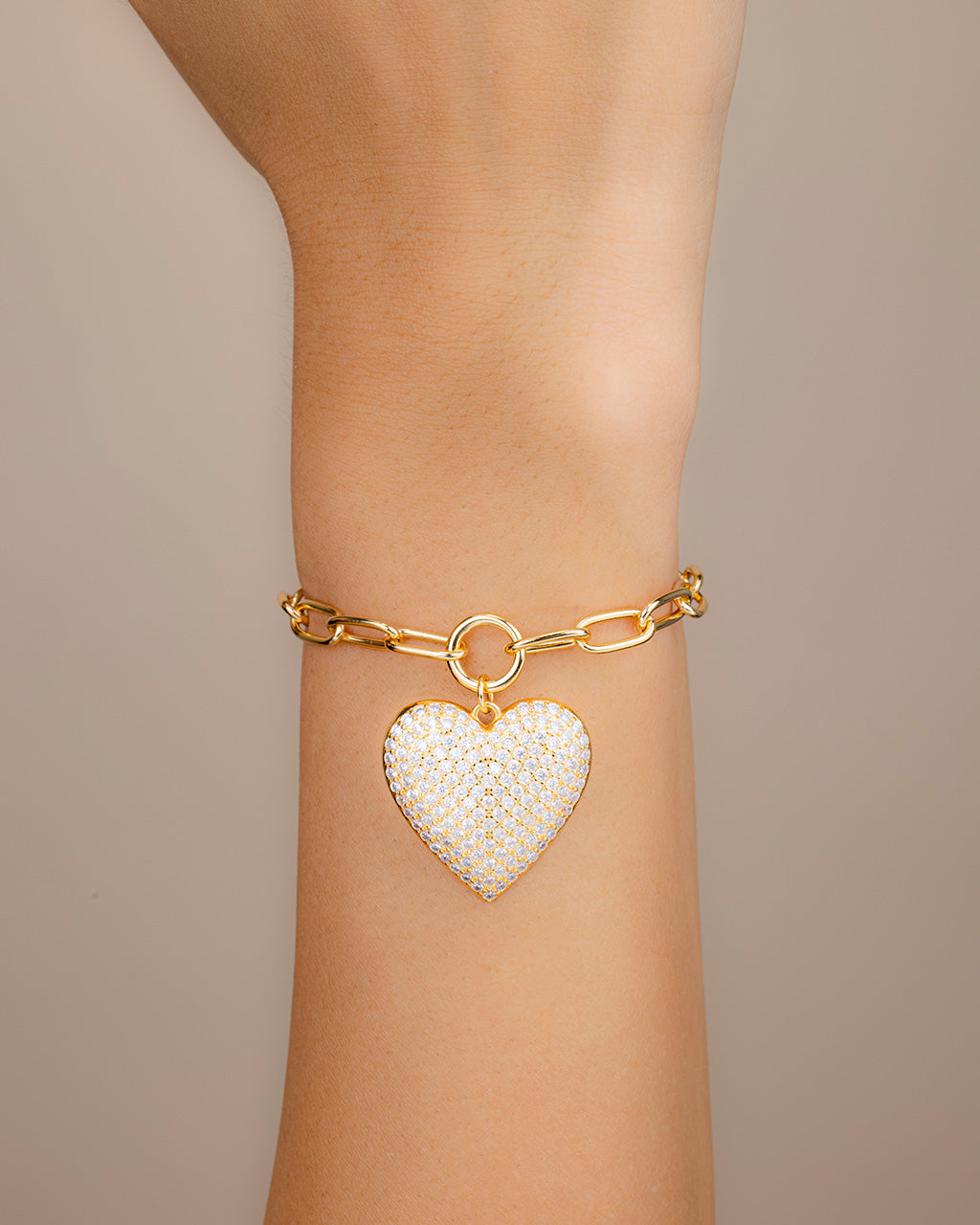 Disco Heart CZ Statement Bracelet