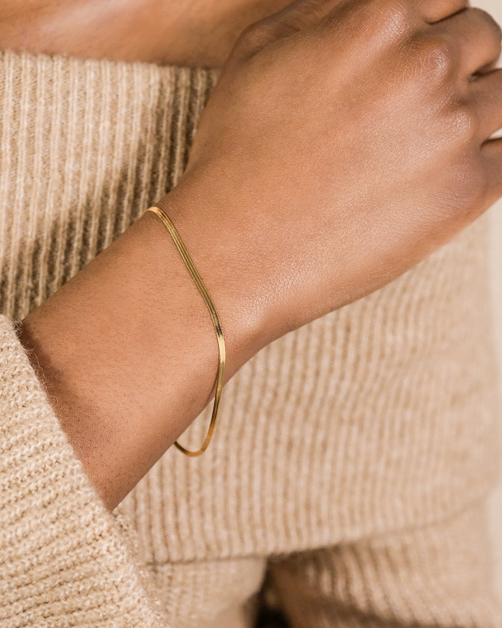 Sterling Silver Herringbone Chain Bracelet