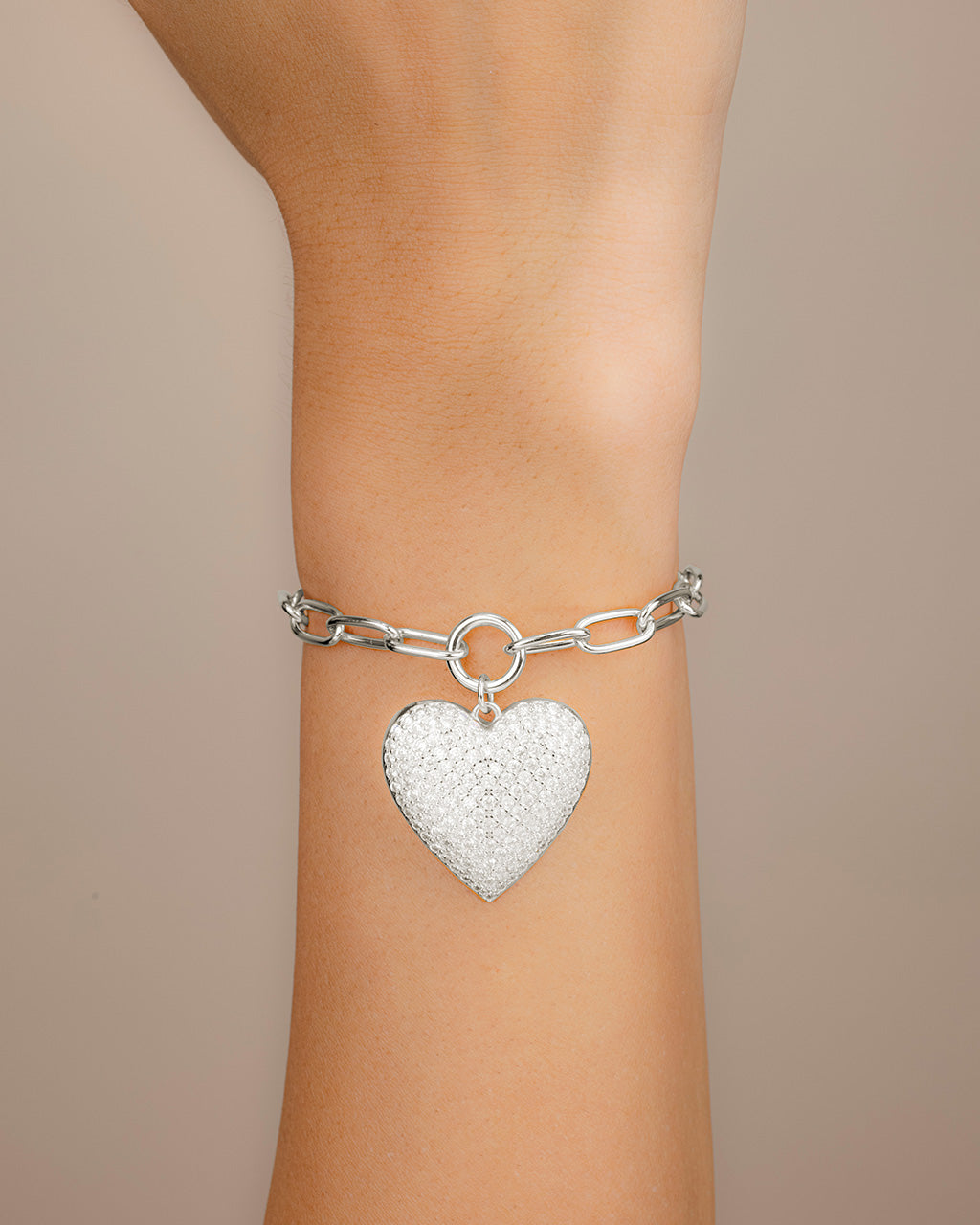 Disco Heart CZ Statement Bracelet
