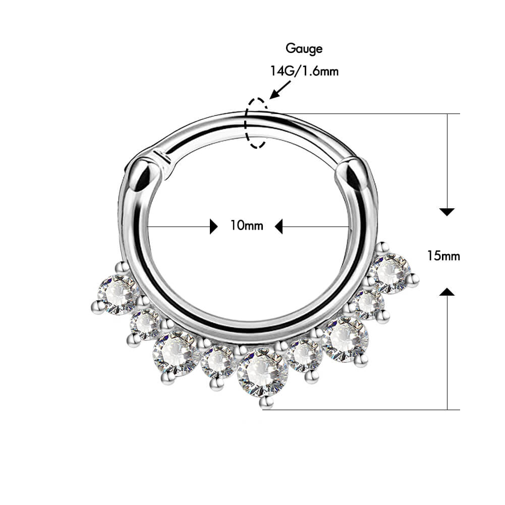 Cluster CZ Clicker Daith Septum Ring