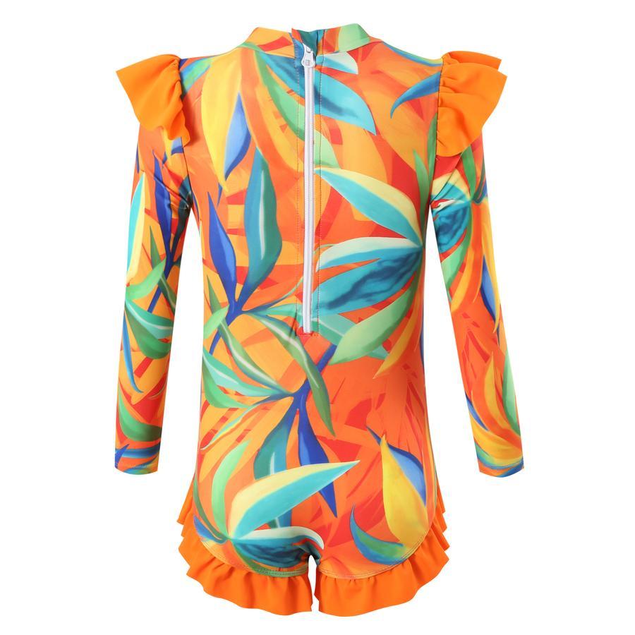 Teen girl stylish printing unpadded long sleeve one and two-piece swimsuit