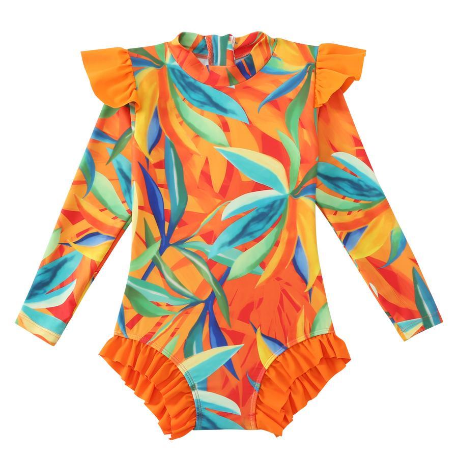 Teen girl stylish printing unpadded long sleeve one and two-piece swimsuit