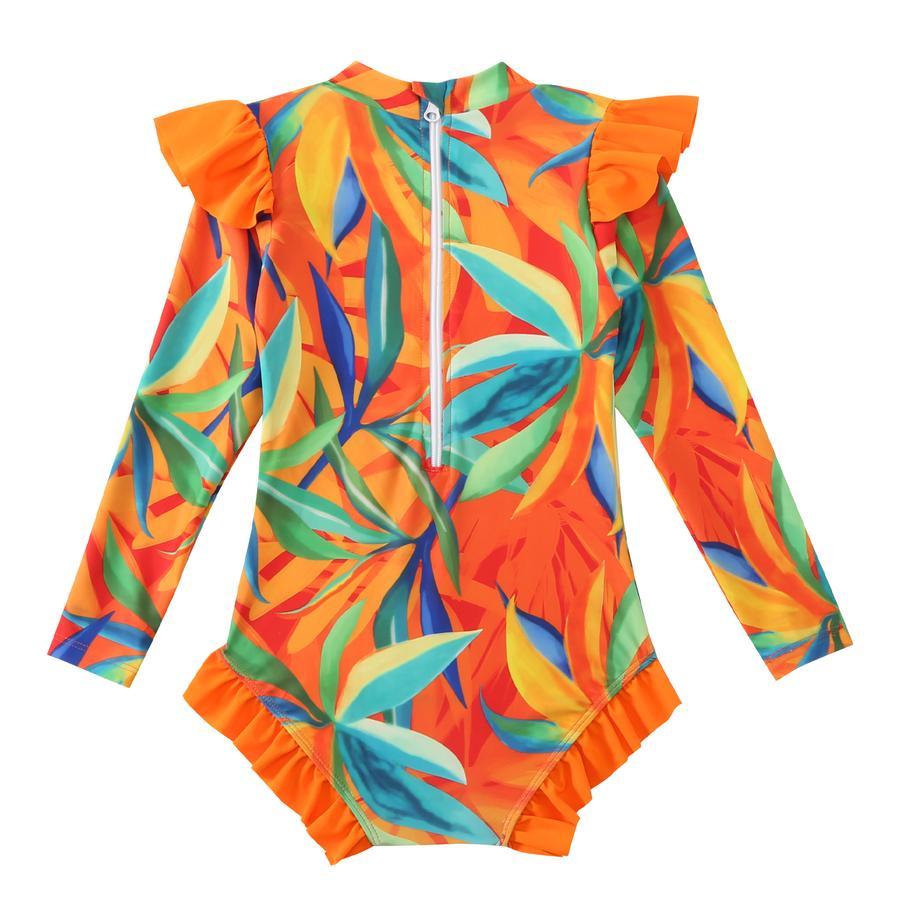 Teen girl stylish printing unpadded long sleeve one and two-piece swimsuit
