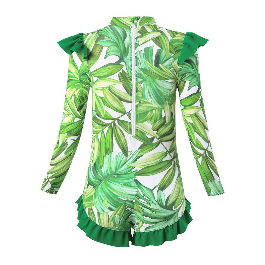 Teen girl stylish printing unpadded long sleeve one and two-piece swimsuit