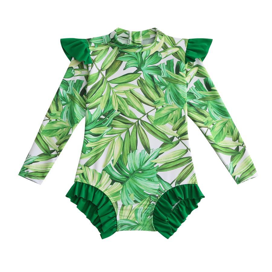 Teen girl stylish printing unpadded long sleeve one and two-piece swimsuit