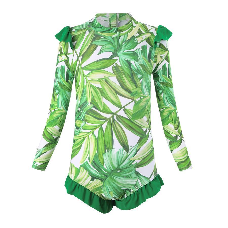 Teen girl stylish printing unpadded long sleeve one and two-piece swimsuit