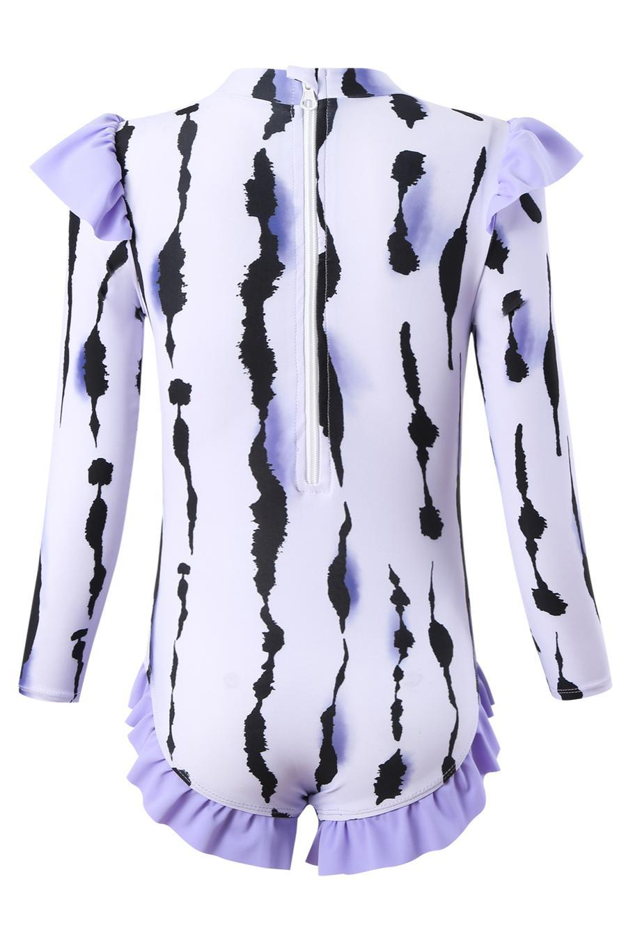 Teen girl stylish printing unpadded long sleeve one and two-piece swimsuit