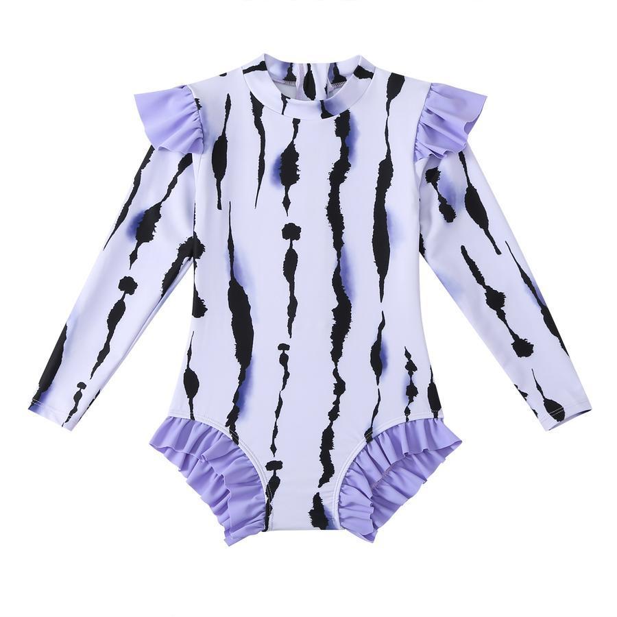 Teen girl stylish printing unpadded long sleeve one and two-piece swimsuit