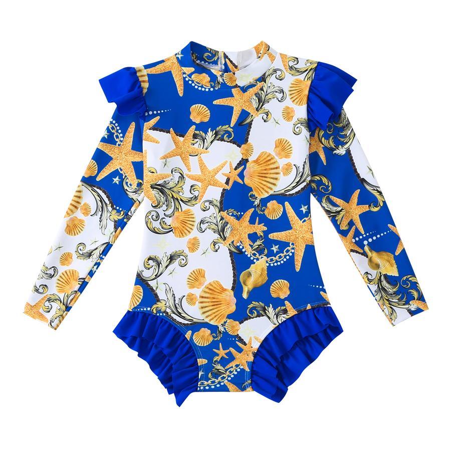 Teen girl stylish printing unpadded long sleeve one and two-piece swimsuit