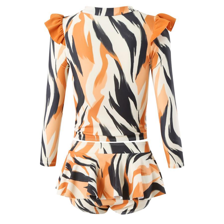 Teen girl stylish printing unpadded long sleeve one and two-piece swimsuit