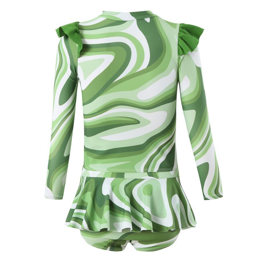 Teen girl stylish printing unpadded long sleeve one and two-piece swimsuit