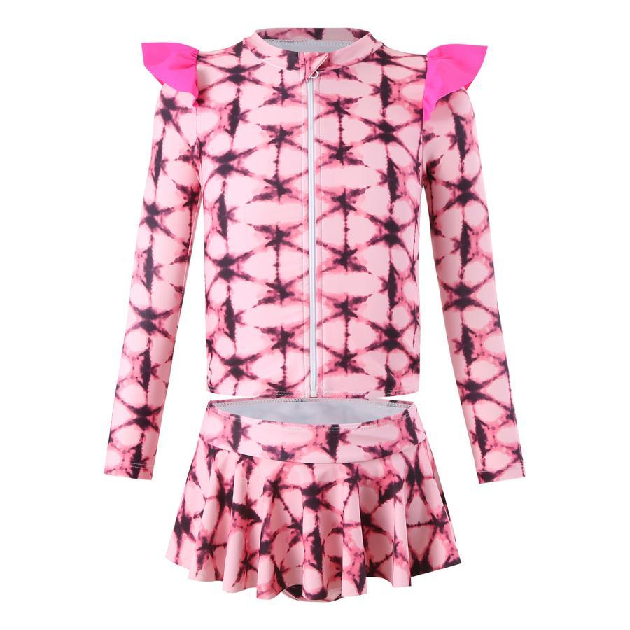 Teen girl stylish printing unpadded long sleeve one and two-piece swimsuit