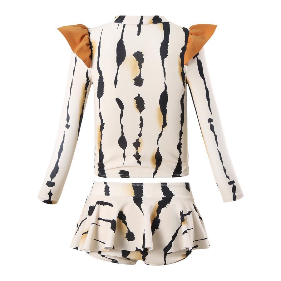 Teen girl stylish printing unpadded long sleeve one and two-piece swimsuit