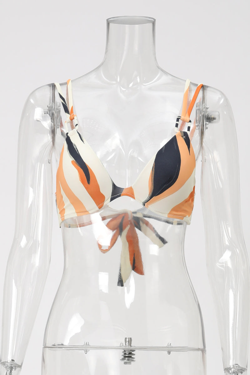 Matching swimwear sexy batch printing padded underwire bikini top