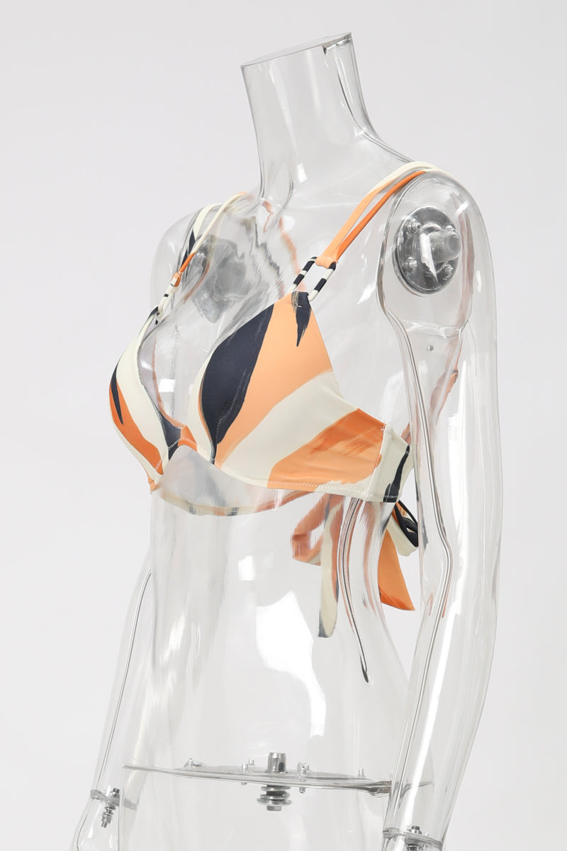 Matching swimwear sexy batch printing padded underwire bikini top