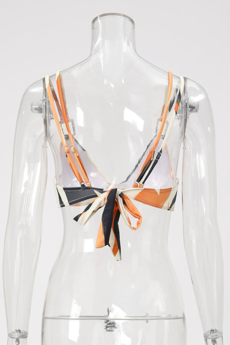 Matching swimwear sexy batch printing padded underwire bikini top