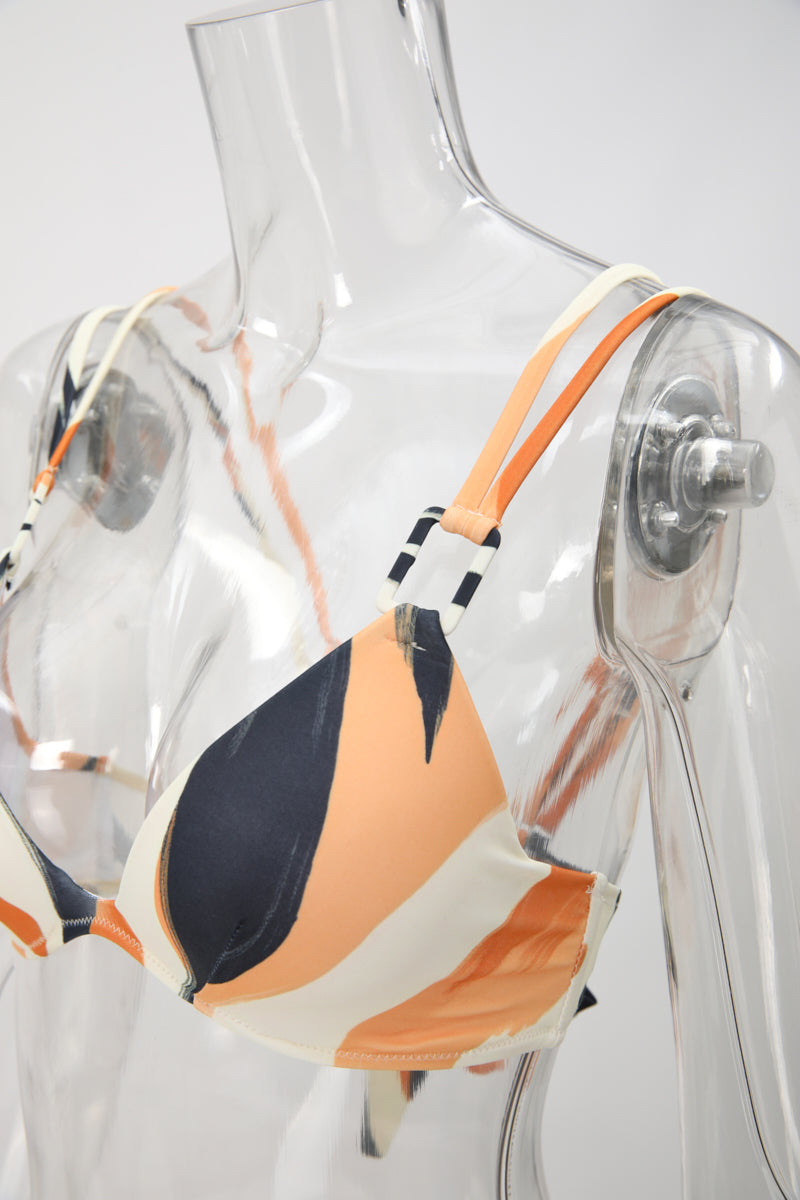 Matching swimwear sexy batch printing padded underwire bikini top