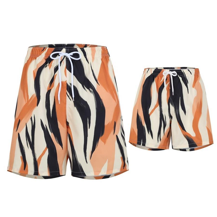 Men graphic print casual beach shorts with lined