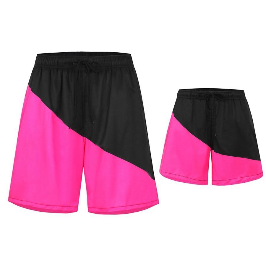 Men's stripe color-block beach shorts with lined