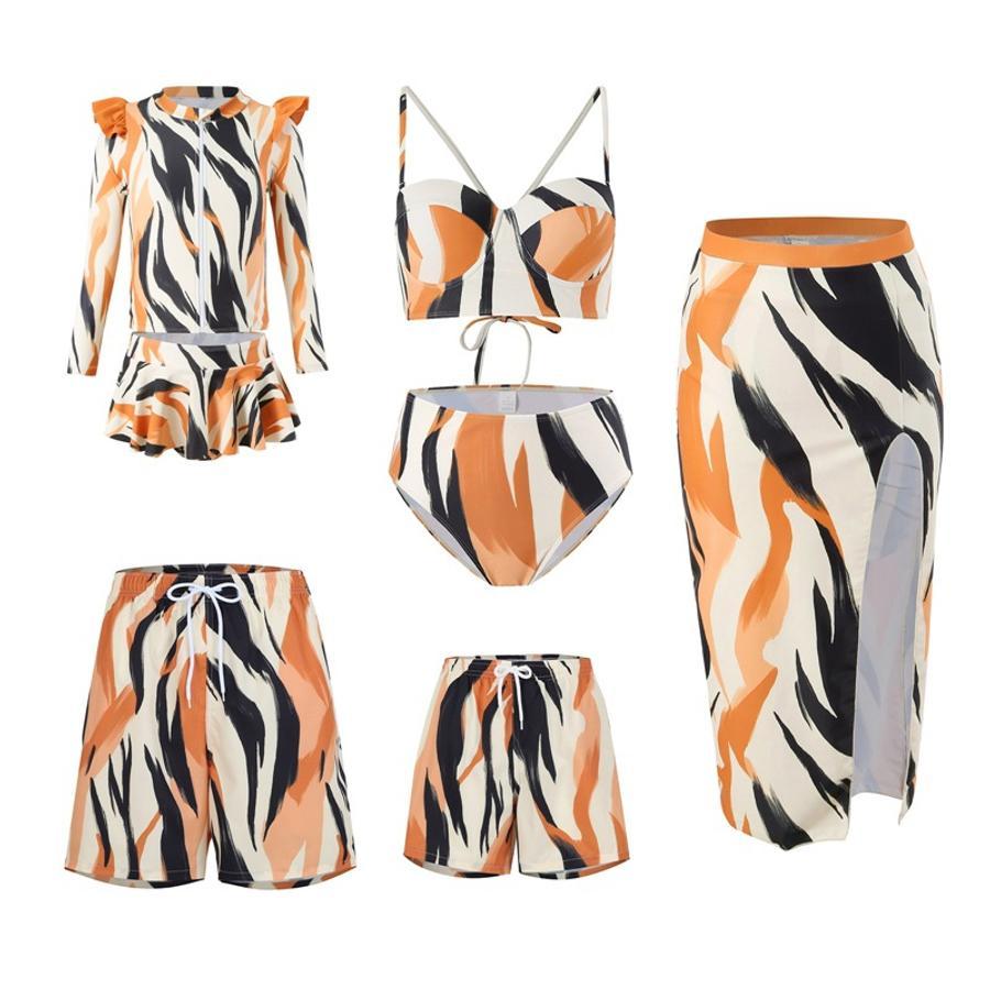 Boy graphic printing casual beach shorts with lined