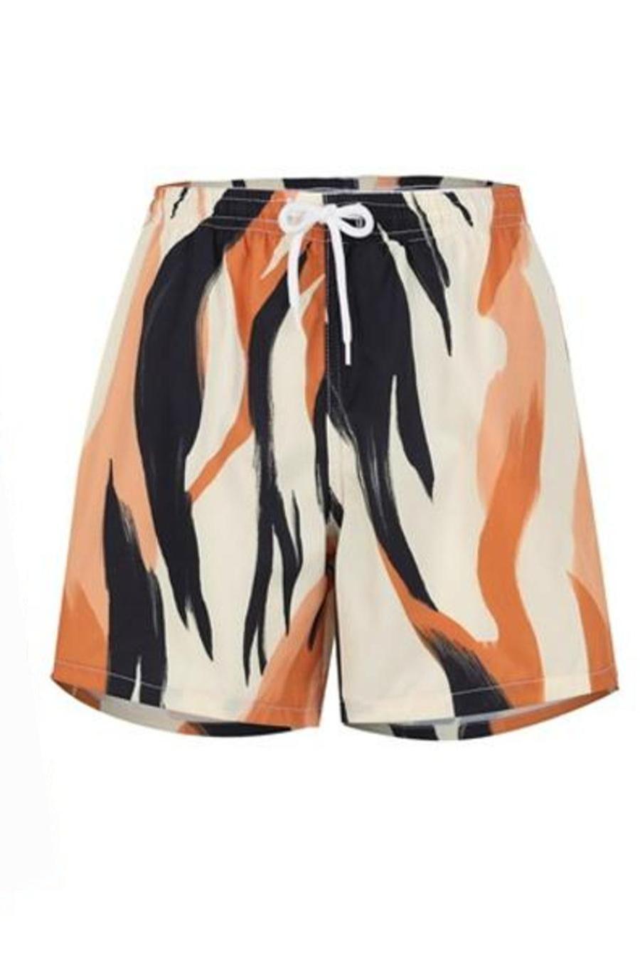 Boy graphic printing casual beach shorts with lined
