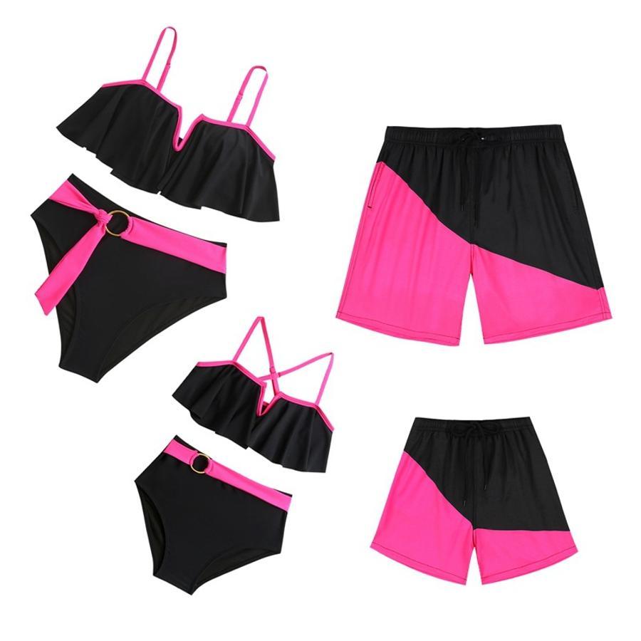 Boy's color-block casual beach shorts with lined