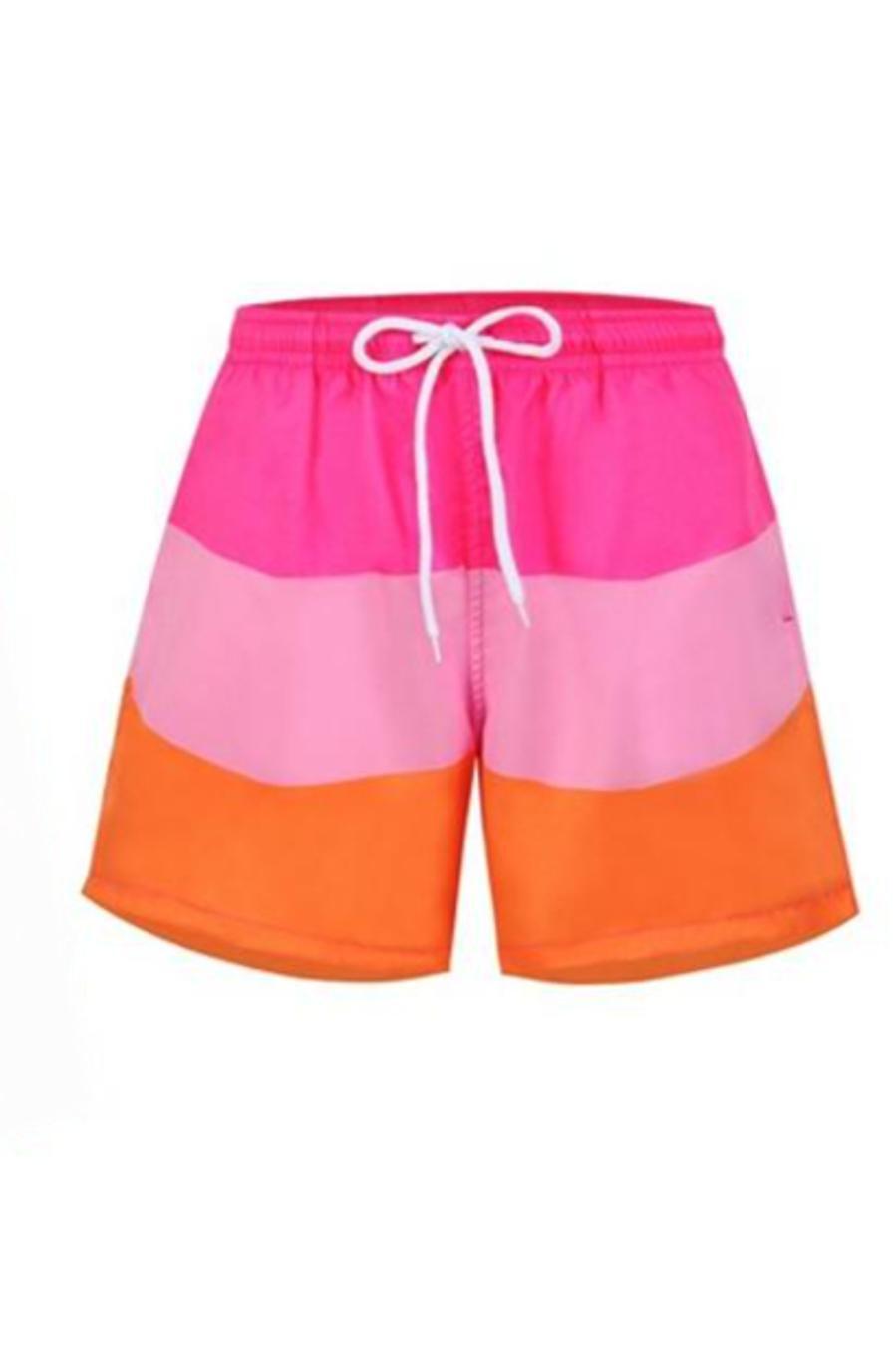 Boy's color-block casual beach shorts with lined