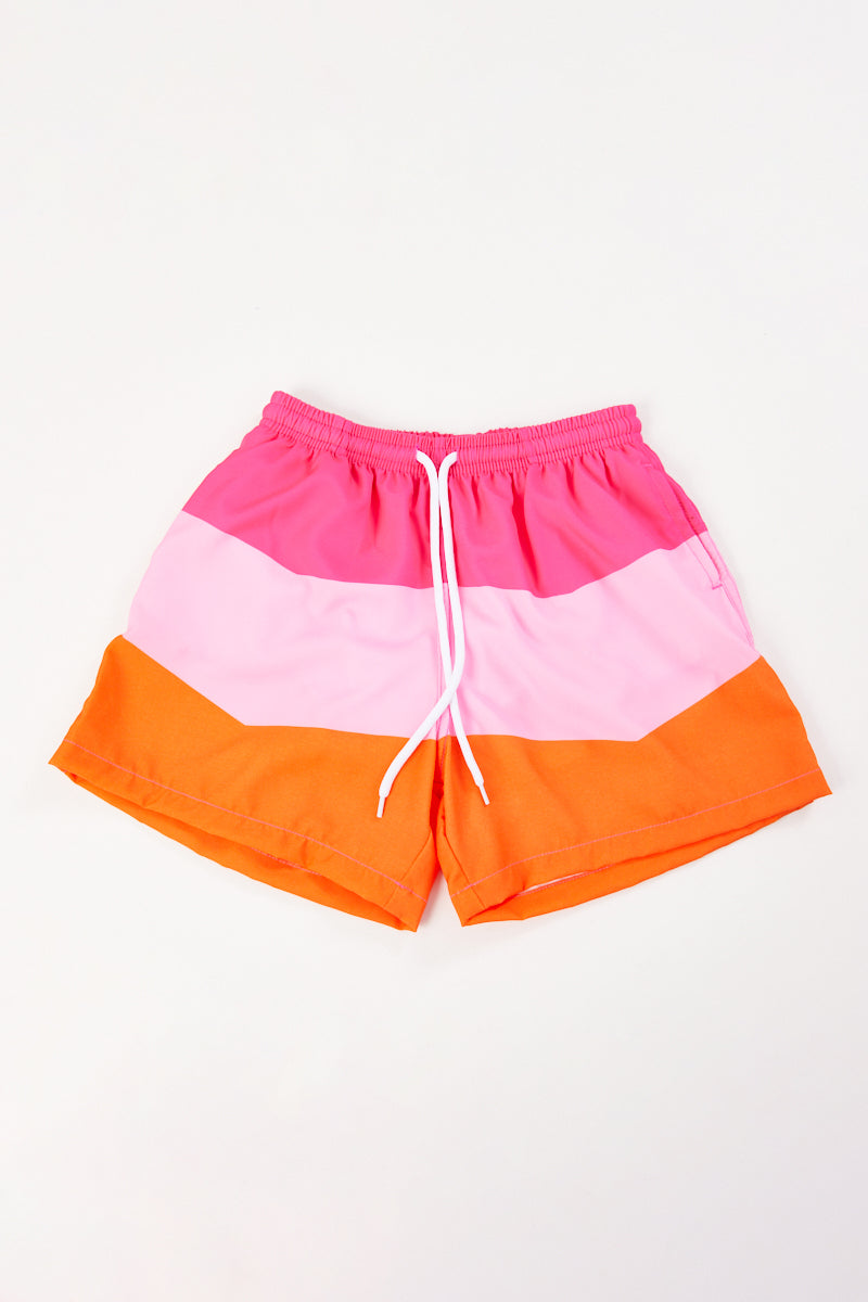 Boy's color-block casual beach shorts with lined