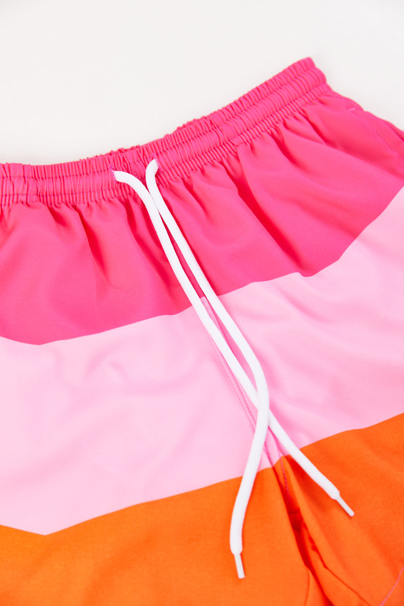 Boy's color-block casual beach shorts with lined