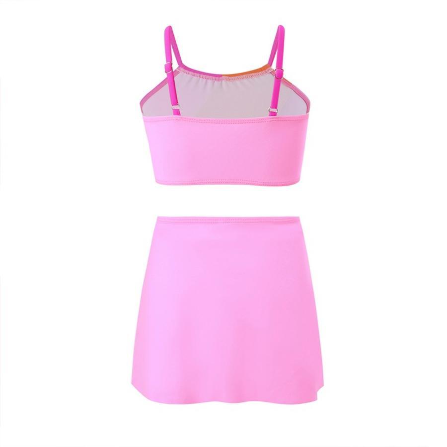 Teen girl's  color-block non-padded three-piece swimsuit