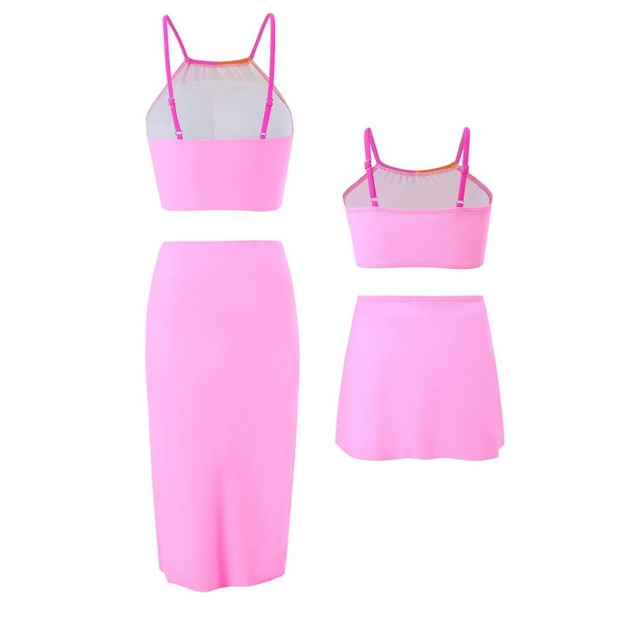 Teen girl's  color-block non-padded three-piece swimsuit