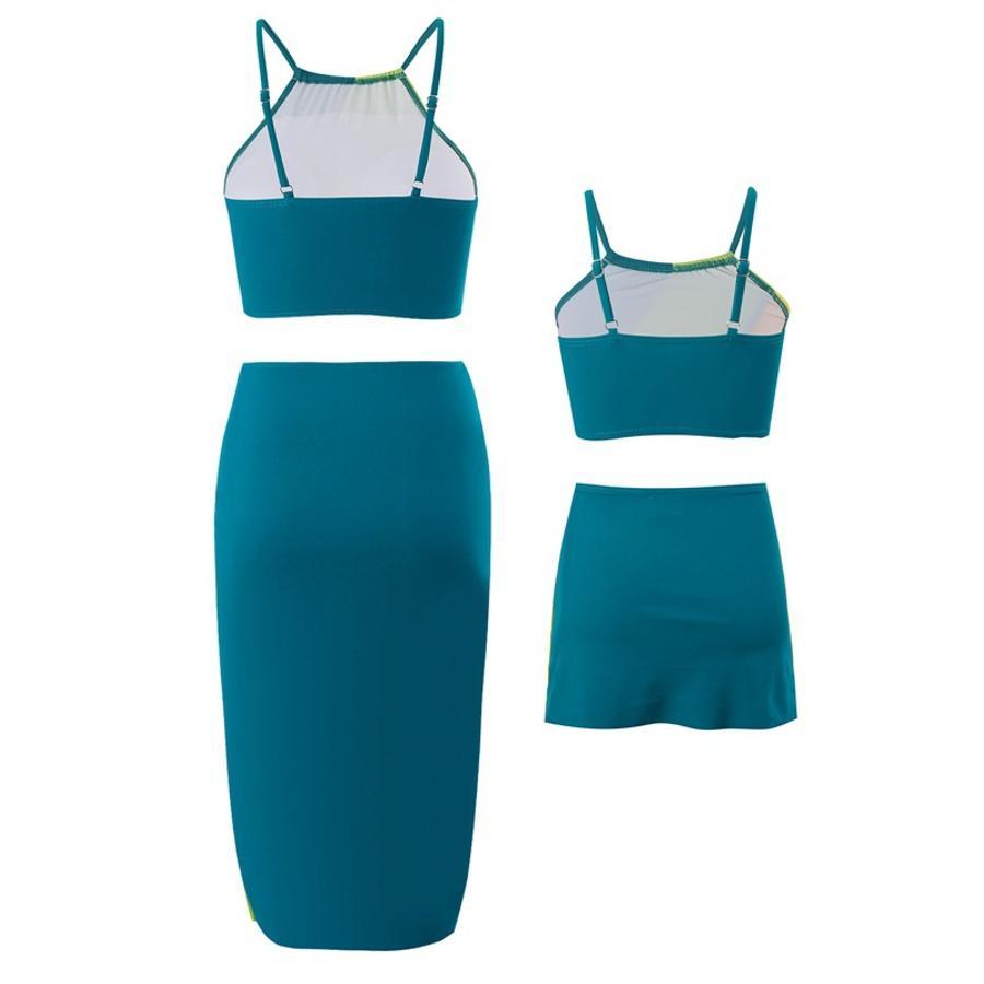 Teen girl's  color-block non-padded three-piece swimsuit