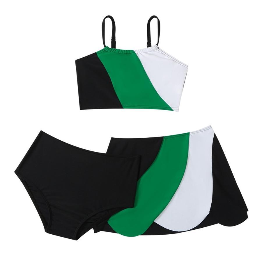 Teen girl's  color-block non-padded three-piece swimsuit
