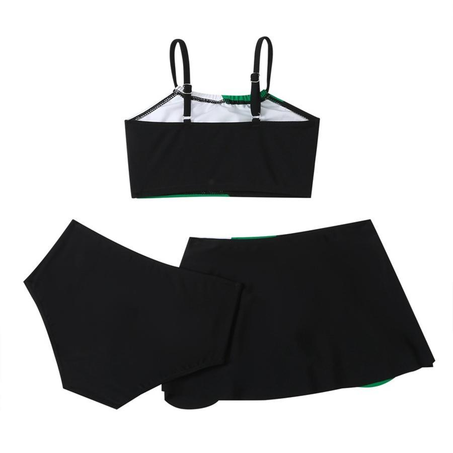 Teen girl's  color-block non-padded three-piece swimsuit