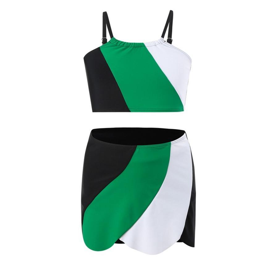 Teen girl's  color-block non-padded three-piece swimsuit