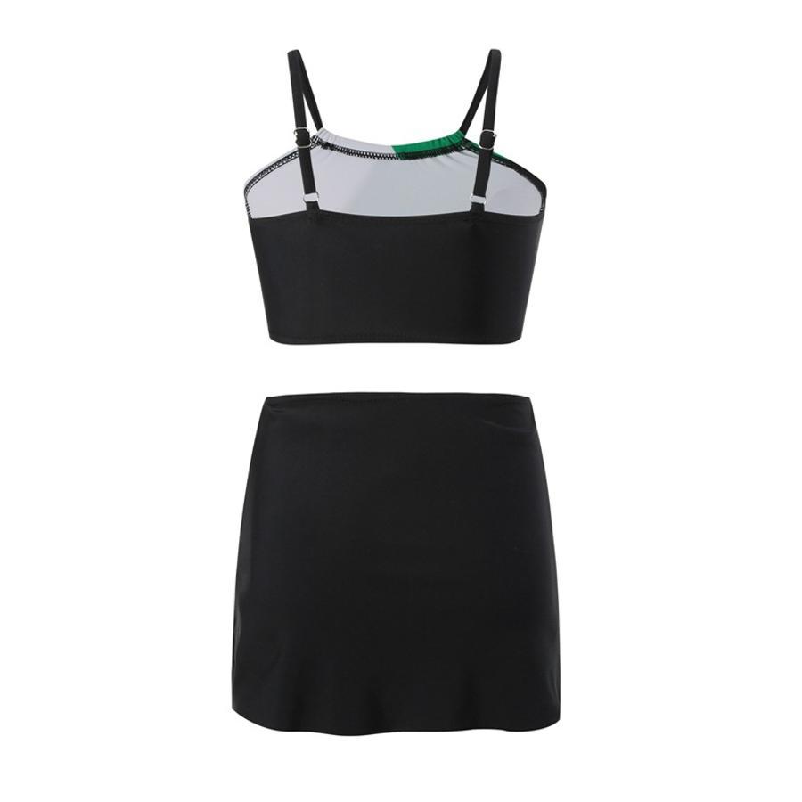 Teen girl's  color-block non-padded three-piece swimsuit