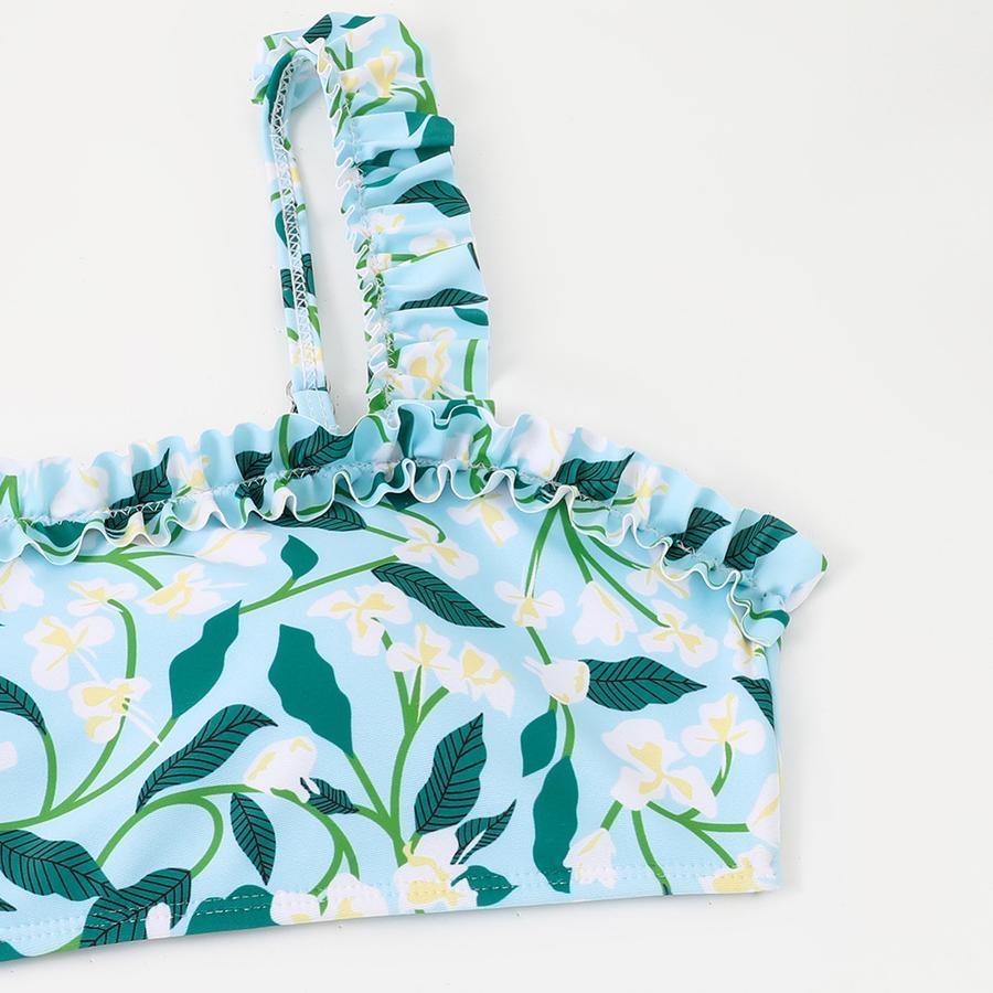 Family couple style women sexy floral print padded three-piece swimsuit