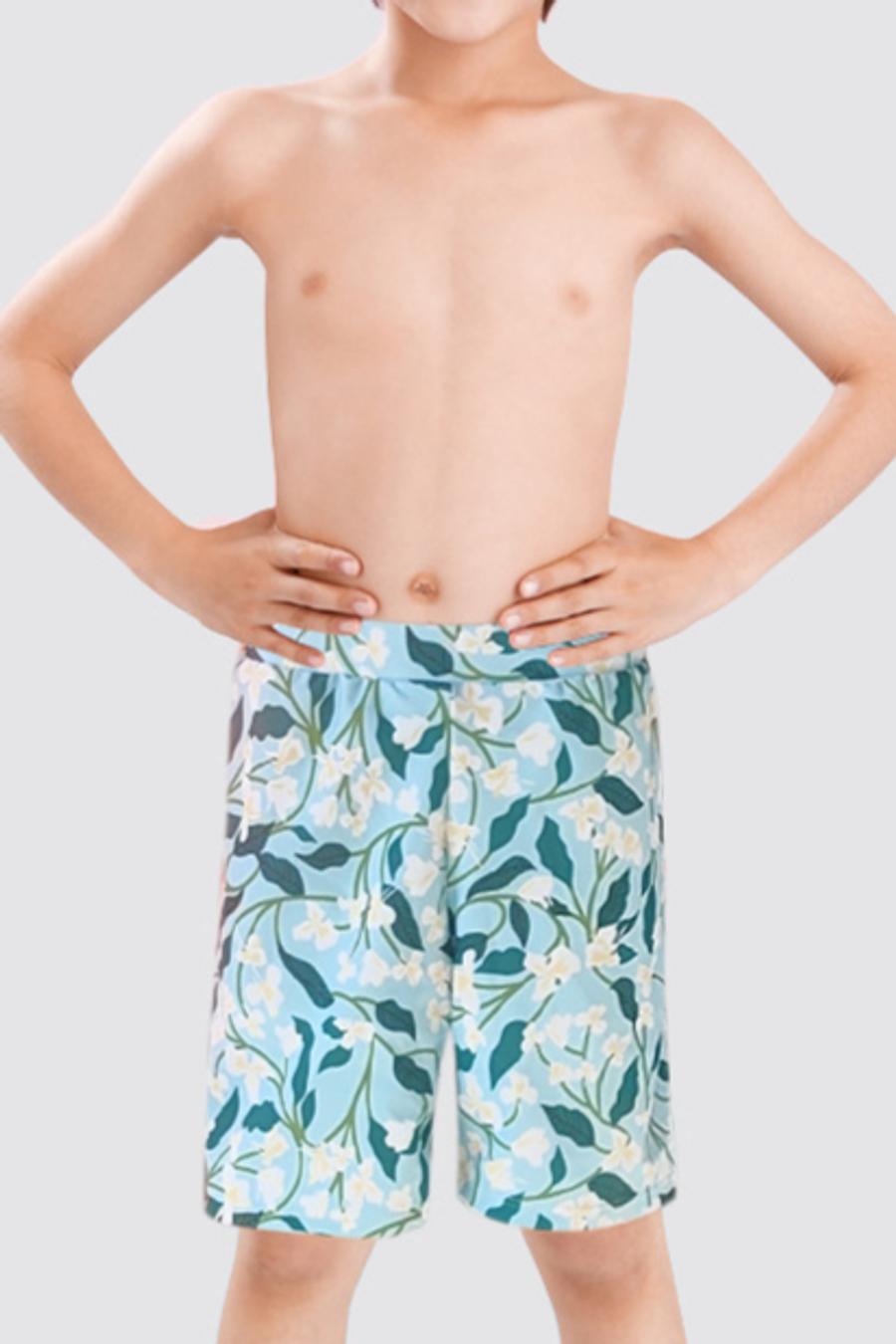 Boy's floral printing with lined beach shorts