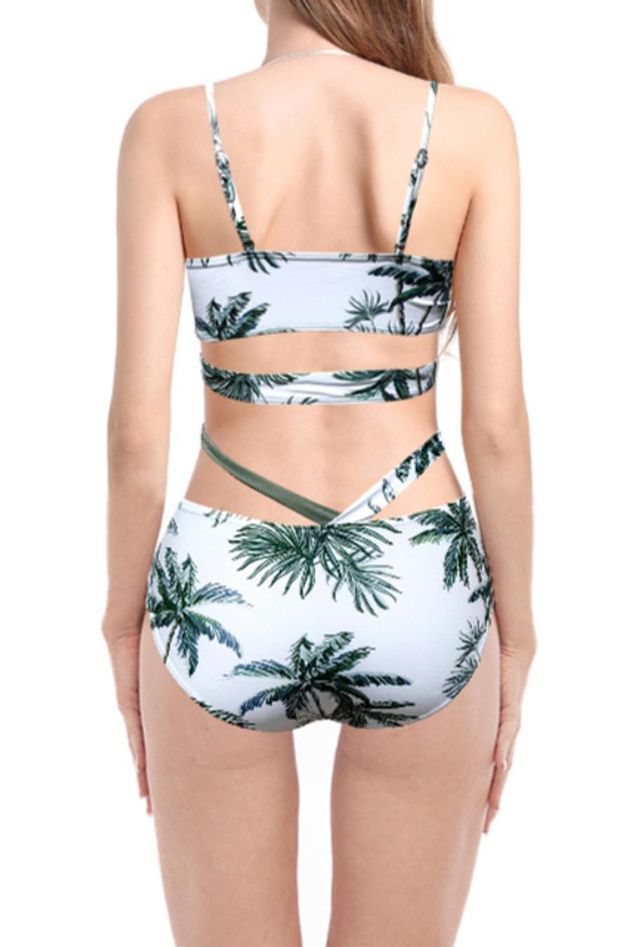 Family couple style women sexy floral print padded three-piece swimsuit