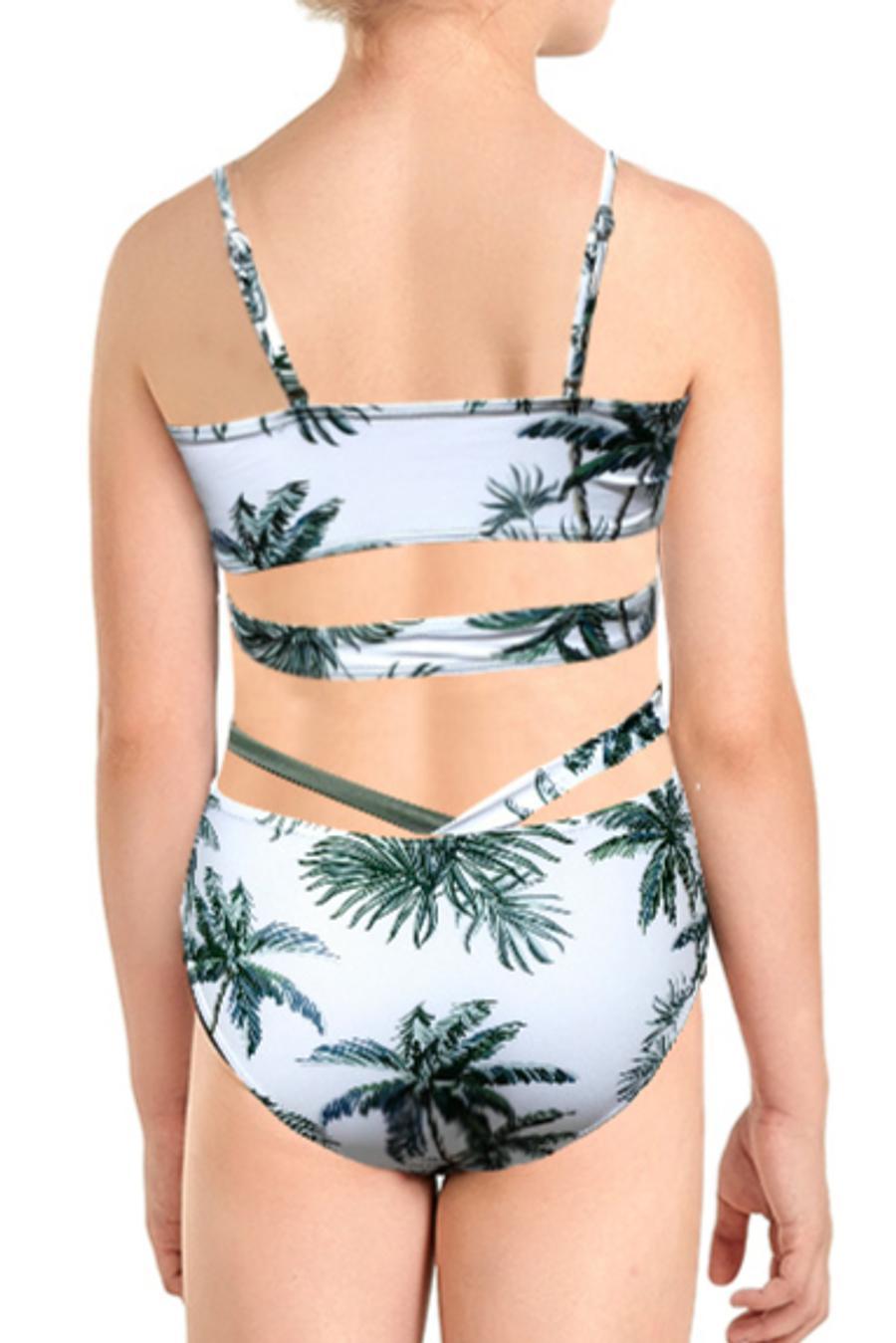 Teen girl's print padded three-piece swimsuit
