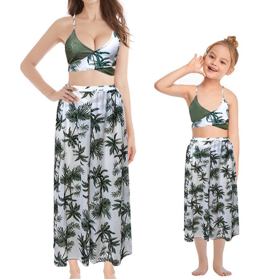 Teen girl's print padded three-piece swimsuit