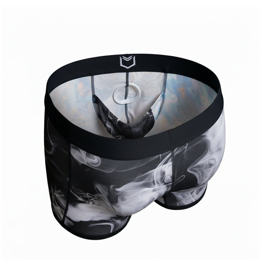 Men's pouch underwear - SHEATH 4.0 Bamboo Elements Boxer Brief featuring a stylish black and white design.