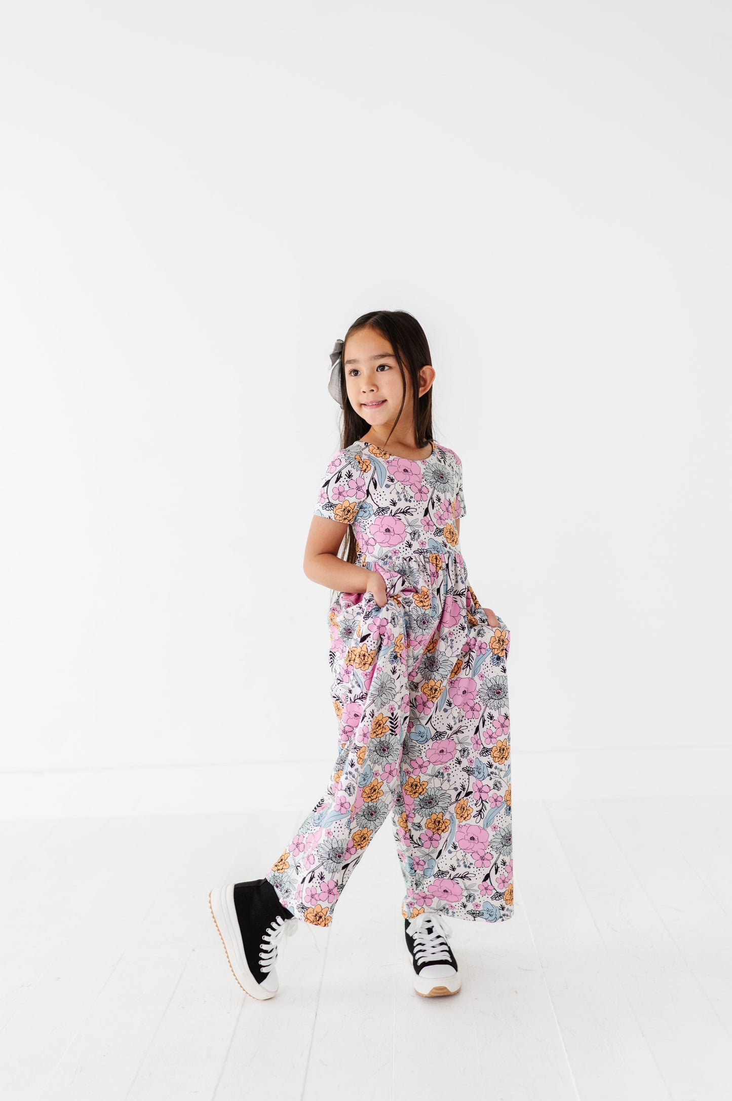 Vintage Sketchy Floral Romper