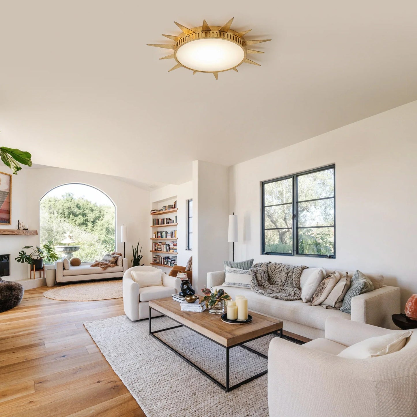 25 Inch Dana Vintage Golden Sunburst Flush Mount LED Light