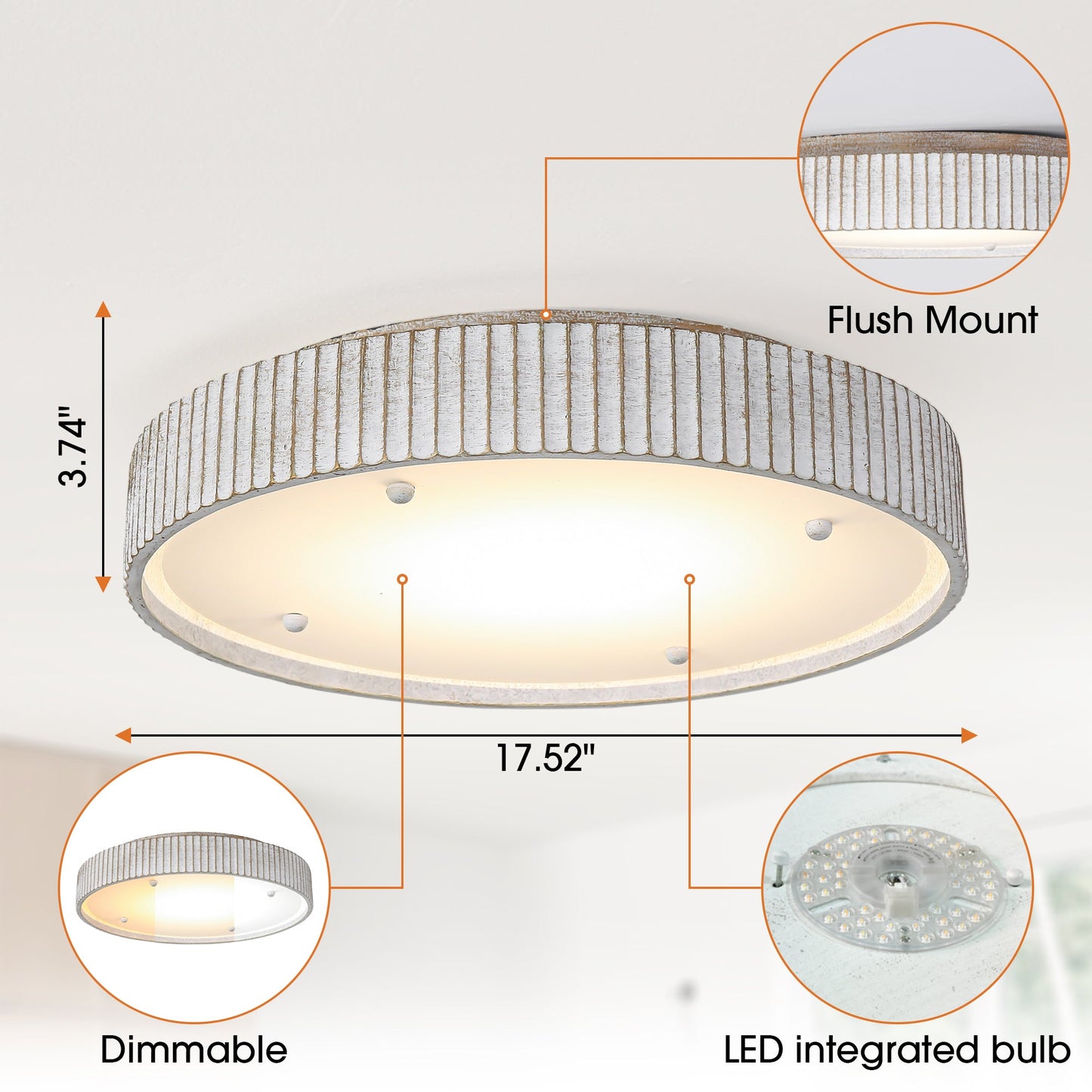 18 Inch White Modern Flush Mount LED Light