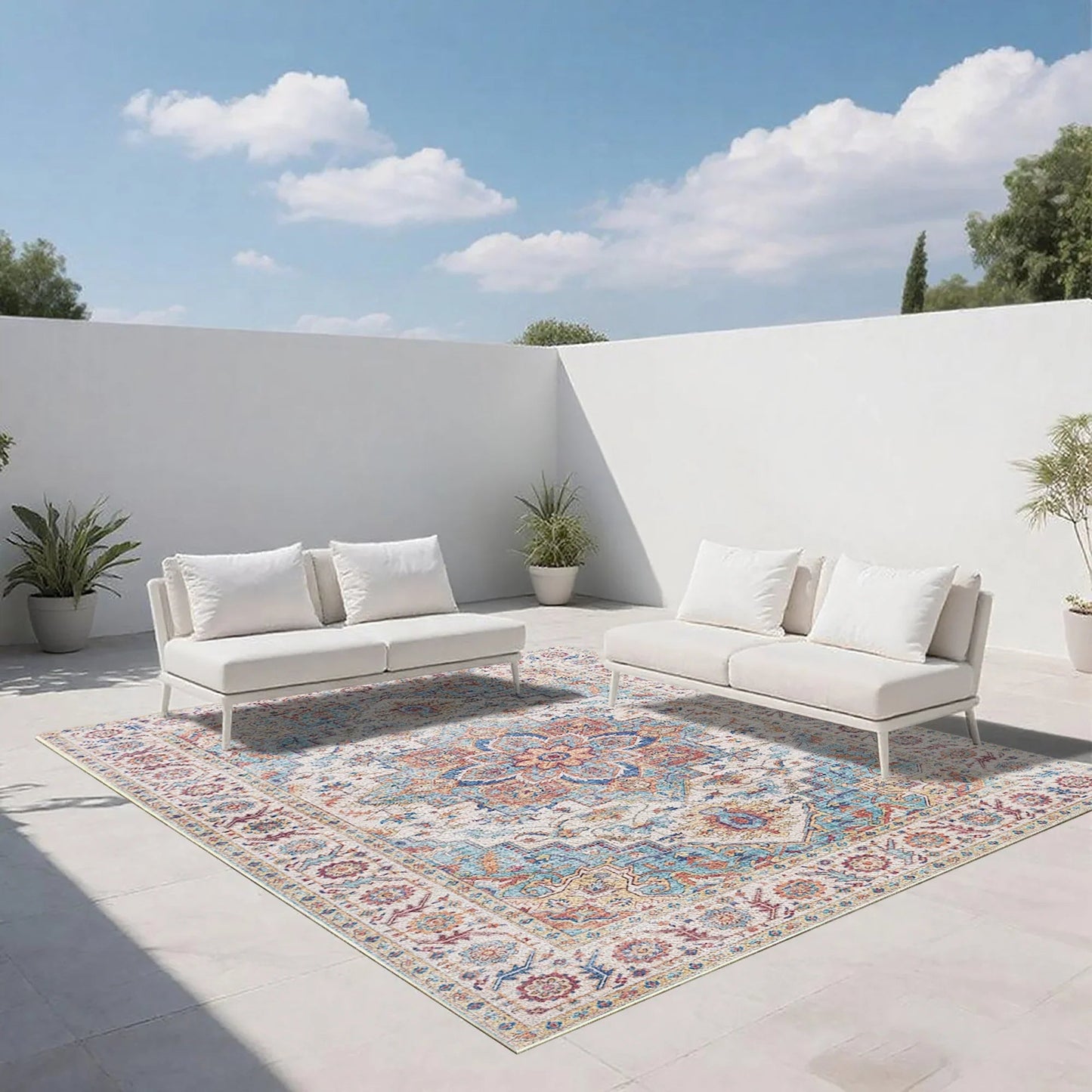 7ft x 5ft Vintage Indoor Non-Slip Washable Large  Area Rugs for Bedroom Living Room