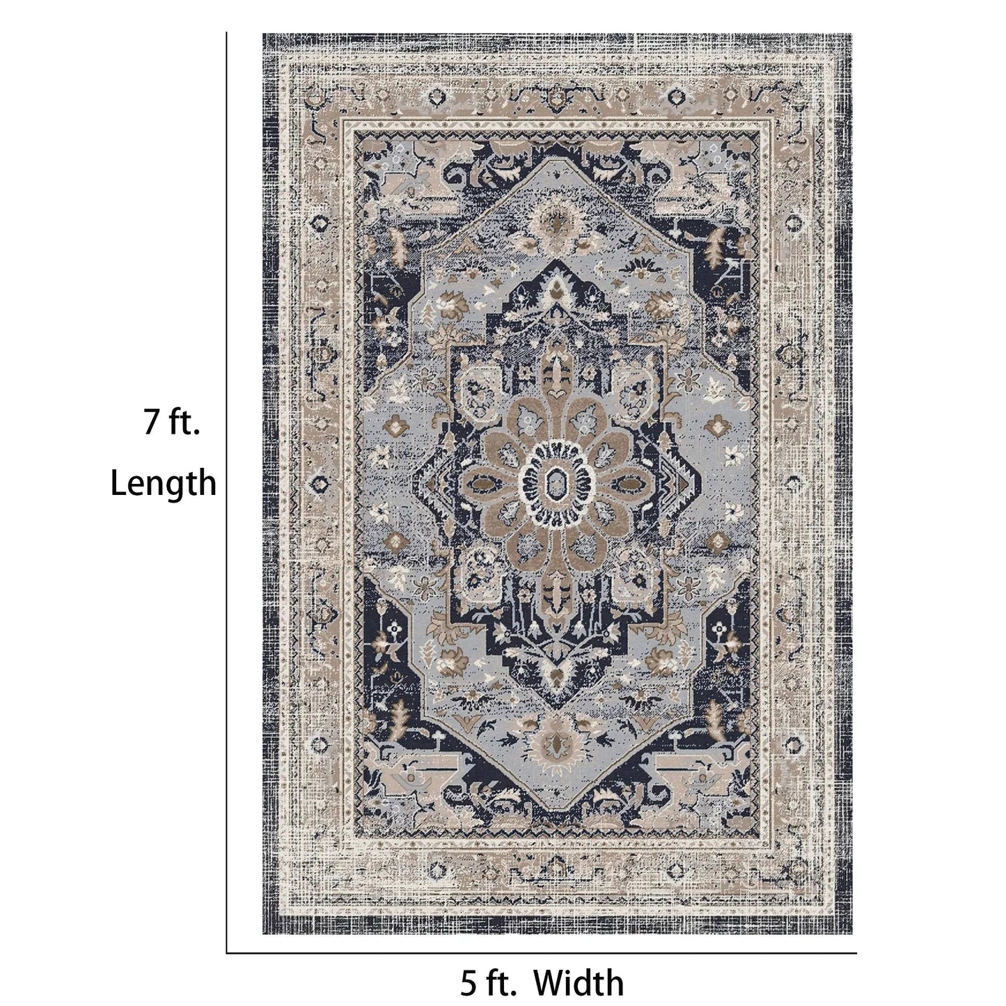 7ft x 5ft Vintage Indoor Non-Slip Washable Large  Area Rugs for Bedroom Living Room