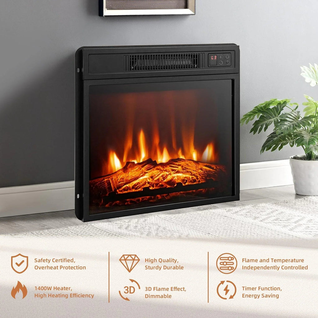 45" Corner Electric Fireplace TV Stands Console Table Insert 18" Electric Fireplace with 2 Metal Mesh Doors