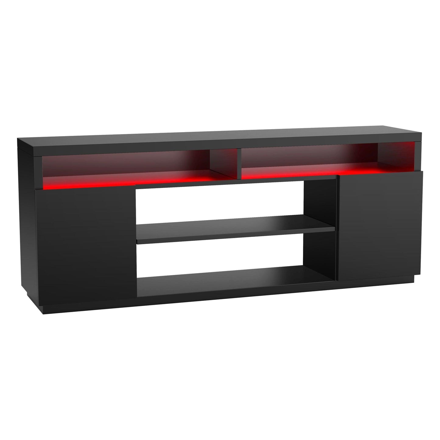 Modern 68 Inch TV Stand Media Console with LED Lights for Living Room
