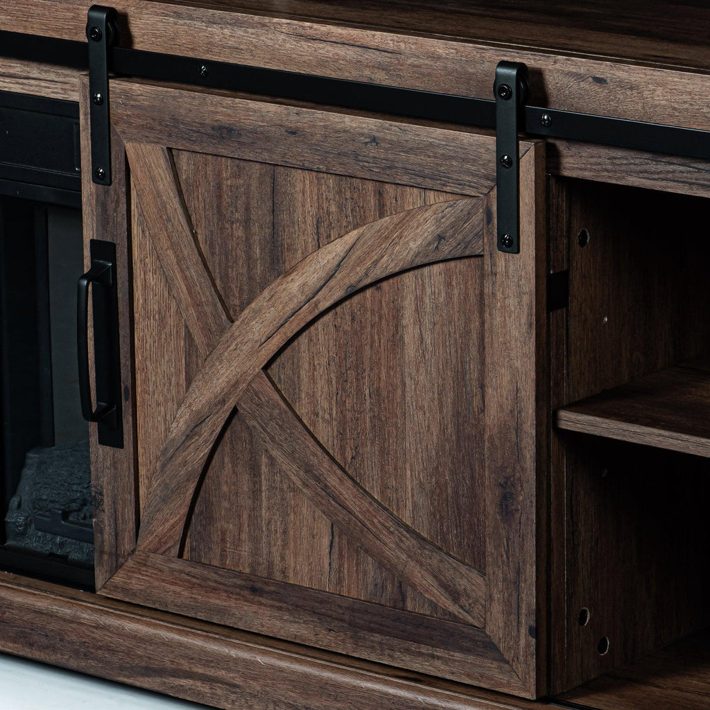 68" Farmhouse TV Stand with 23" Insert Opening Electric Fireplace